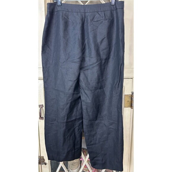 Emma James Womens Size 12 Black Linen Blend Wide Straight Leg Ankle Pants N4 - Picture 6 of 12